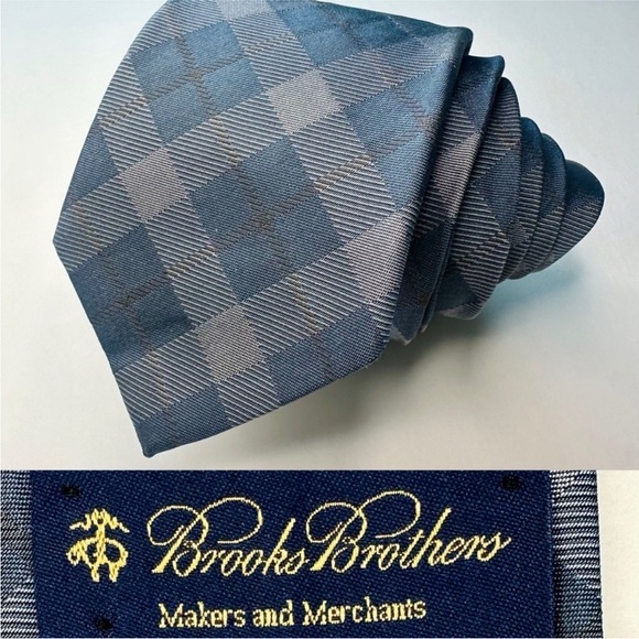 Brooks Brothers Other - BROOKS BROTHERS Makers & Merchants Skinny/Slim Blue Checkered Silk Tie, 2.75”